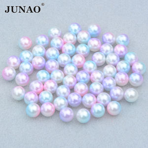JUNAO-perlas de plástico redondas de imitación para ropa, perlas de Color dorado de 3mm, 5mm, 8mm, 10mm y 12mm, venta al por mayor - Product Image 4