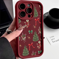 Nouvelle coque de téléphone en TPU souple antichoc avec motif cloche de Noël et nœud papillon pour iPhone 14 15 16 17 18 Pro Max, rouge, vente en gros