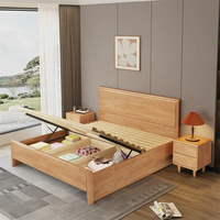 Lit pliant en chêne massif nordique, hauteur réglable, taille King, design moderne pour chambre principale et appartement