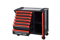 Coffre à outils mobile industriel GDL Factory Direct, 7 tiroirs, armoire latérale, système de verrouillage central, rangement robuste sur roulettes, capacité de charge 300 kg