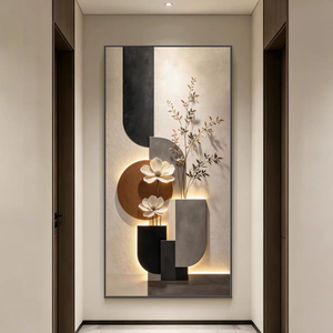 Arte Mural Enmarcado de Estilo Brillante, Arte Moderno Abstracto, Pintura de Porcelana de Cristal para Decoración de Paredes de Sala de Estar, Dormitorio u Oficina, Venta al Por Mayor - Product Image 3