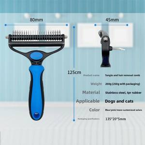 Peigne pour <span class=keywords><strong>chien</strong></span> à double tête de taille personnalisée, épilateur magique en acier inoxydable, fournitures pour animaux de compagnie pour chats et chiens - Product Image 3