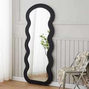 <strong>Lean</strong> <strong>Wall</strong> Floor Full Length Wavy <strong>Mirror</strong> Led Light Large Size Floor Standing Wave Fragola Flock Dressing <strong>Mirror</strong> - Product Image 2