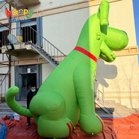 Modèle d'animal gonflable géant réaliste en forme de chien vert de 4,5 m de haut pour la publicité dans les parcs, les événements en plein air et la décoration de dessins animés