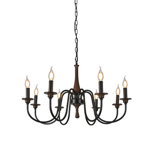 <strong>Dark</strong>-Themed Solid Wood Living Room Chandelier, American Retro Dining Candle Lamp, French Vintage Bedroom Study Casagd - Product Image 5