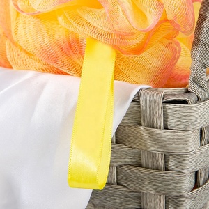 Premium Quality Color-<strong>Trimmed</strong> Edge Soft Touch Exfoliating Loofah Pouf Sponge Skin-Friendly Orange Shower Mesh <strong>Bath</strong> Ball Sponge - Product Image 5