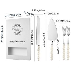 Ceramic Pearl Handle Stainless Steel Cake Set <b>Bread</b> Pizza <b>Knife</b> Spatula Dessert Fork Baking Tools - Product Image 4