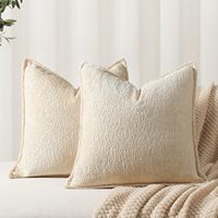 Coussin carré en chenille avec bordure passepoilée, motif imprimé personnalisable, garnissage polyester et coton PP, idéal pour maisons d'hôtes/hôtels