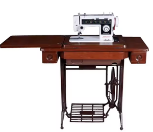 Machine <span class=keywords><strong>à</strong></span> coudre électrique multifonctionnelle portable JUKKY 308 pour usage domestique, corps en acier simple, configuration <span class=keywords><strong>à</strong></span> plateau plat, utilisée - Product Image 3