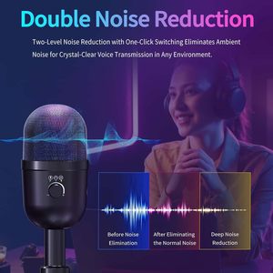 Microphone de jeu USB Type-C avec éclairage RVB pour PC/PS4/<span class=keywords><strong>PS5</strong></span>, double mixage audio/muet, sortie casque 192KHz/24Bit Hi-Fi, condensateur - Product Image 4