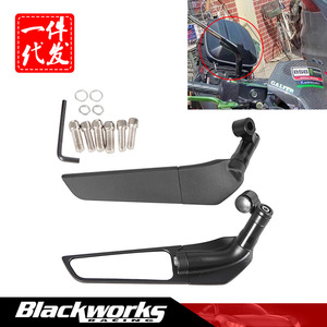 Rétroviseur de moto avec lames coupe-vent, noir, plat, 20cm, pour Yamaha Honda Suzuki Kawasaki Street Bike Upgrade - Product Image 5