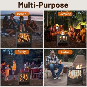Wholesale Square Steel Grating <b>Fire</b> <b>Pit</b> in Black <b>Portable</b> and Durable Perfect <b>for</b> Backyard <b>Camping</b> and Bonfire Gathering Outdoor - Product Image 4