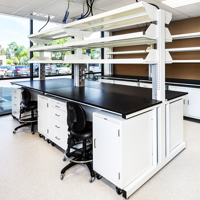 Cartmay Modular Lab Furniture Working Table Mobile Laboratory Bench Workstation with Storage Cabinets