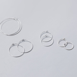 Boucles <span class=keywords><strong>d</strong></span>'oreilles créoles classiques en <span class=keywords><strong>argent</strong></span> Sterling 925 mode 0.7mm fil <span class=keywords><strong>oreille</strong></span> ronde cerceaux bijoux pour femmes - Product Image 5