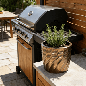 American Style Vintage Gold Elliptical Pattern Ceramic Flower Pot-Eco-Friendly Durable <b>Garden</b> Decorative Planter Drainage Hole - Product Image 2