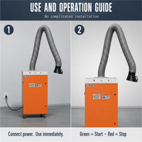 Nouvel aspirateur industriel mobile électrique pour l'extraction des fumées de soudage, système à double bras, puissance 1,5 kW, efficacité 0,3 m, CE