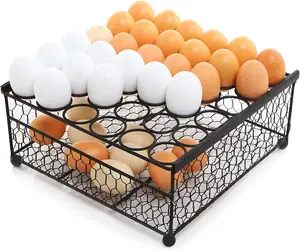 メッシュワイヤーデザイン卵収納ラック卵スタンド卵ホルダー黒色粉体塗装高品質鉄収納ラック一括購入
