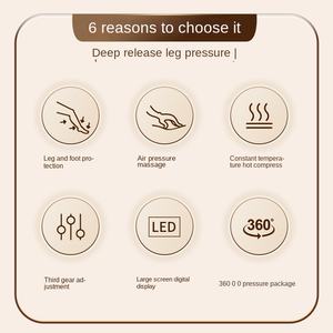 Masajeador de Piernas con Compresión Caliente, Multivelocidad Ajustable, Simulación de Presión de Aire, Amasamiento, Máquina de Terapia de Pies Recargable, Paquete Completo - Product Image 4