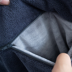 Adult Cotton Bath <b>Poncho</b> One Size Navy Blue Warm Wearable Beach Towel Hooded Diving Surfing Cape - Product Image 1