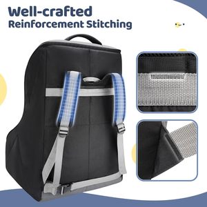 Mochila de almacenamiento para asiento de niño, bolsa de viaje acolchada negra resistente al desgaste para transporte en asiento de coche para bebé - Product Image 5