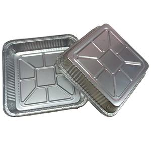 Monouso quadrato 9*9 "per uso alimentare foglio di alluminio contenitore per alimenti forno sicuro Sse foglio di alluminio vaschetta con coperchio di <span class=keywords><strong>carta</strong></span> per imballaggio alimentare - Product Image 1