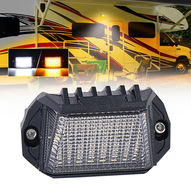 OVOVS RV Porch Light RV Exterior LED Light with 1300LM White/1000LM Amber Lights Replacement Kits for RV Trailers Campers