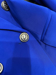 <span class=keywords><strong>Blazer</strong></span> Blu Casual da Ufficio da Donna in Stile Britannico Retrò a Doppio Petto in Tinta Unita di Alta Qualità - Product Image 5