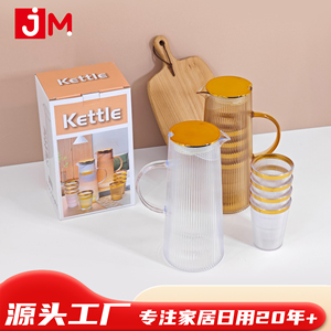 Service <span class=keywords><strong>Pichet</strong></span> à Thé Glacé en Plastique PET Grande Capacité Fini Doré, Théière de Luxe avec Motif Floral pour Bureau, <span class=keywords><strong>Pichet</strong></span> à Eau et à Bière pour l'Été - Product Image 2