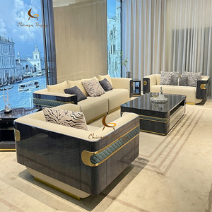 Juego de Sillones Reclinables Chesterfield de Lujo, Patas de Acero Inoxidable, Tapicería de Cuero Genuino, Moderno, para Salas de Estar de Hoteles y Villas en EE. UU. - Product Image 1