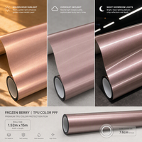 Film de protection métallisé TPU PPF Rose Poussiéreux Effet Baies Congelées Auto-Réparateur Garantie 5 Ans Emballage OEM Personnalisé 5x50ft