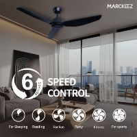 Ventilateur de plafond commercial Marckeez 220V, pales en plastique, 52 pouces, moteur BLDC, commande murale, ventilateur de plafond à économie d'énergie