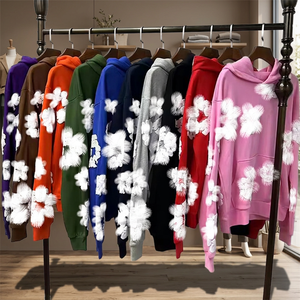 เสื้อฮู้ดดี้ผ้าฝ้ายเนื้อหนัก 450 กรัม คุณภาพสูง ทรงโอเวอร์ไซส์ ระบายอากาศได้ดี ลายกราฟิกพวงหรีด 3 มิติ สไตล์สตรีทแวร์ สำหรับฤดูใบไม้ผลิ - Product Image 3