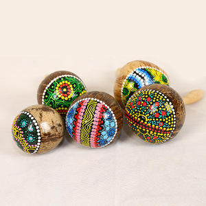 Instrument à percussion - Hochet Makala - Motif de tambourin en bois - Un ensemble de deux - Instrument de musique pour enfants - Jouet pour poupée - Cadeau - Product Image 5