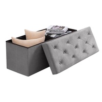 YUJUN Meubles Pliant Stockage Ottoman Banc Long Poufs Chaussures Banc Gris Velours Grand Repose-pieds Cube pour Salon
