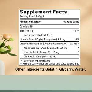 OEM/ODM dapat disesuaikan 1000 mg suplemen minyak biji Flaxseed dengan 0.7g Vitamin E 60 Kapsul Softgel untuk dewasa kesehatan jantung - Product Image 3