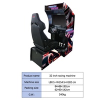 Machine de jeu vidéo de course 4K 32 pouces améliorée avec volant à retour de force et réponse réaliste (plus de 200 jeux, Plug & Play, multi-joueurs)