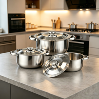 Ensemble de casseroles et poêles en acier inoxydable 6 pièces 16/18/20cm, comprenant poêle à frire, faitout et marmite à soupe, pour la cuisine
