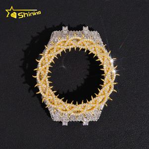 Nouveau Design Style Maille Barber Moissanite Diamant Hip Hop Bijoux Sur Mesure « Buss Down » Argent 925 Cache-Lunette Montre GA2100 - Product Image 3