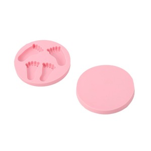 Silicone Baby Hand And Foot Mold Pink Round For Cake Decorating Supplies - Product Image 1