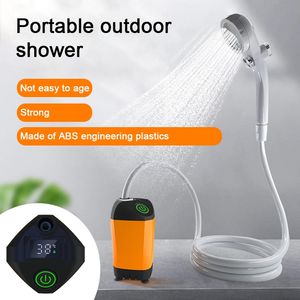 Outdoor Camping <b>Shower</b> Waterproof Orange with Digital Display <b>Portable</b> <b>Shower</b> Pump for Hiking Travel Pet Watering - Product Image 2