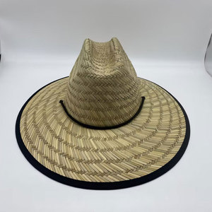 高品質2026ナチュラルホローグラスライフガードビーチロゴストローハットカスタムロゴワイドブリム卸売ストローハット男性用 - Product Image 4