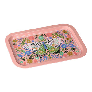 ถาดเหล็กพิมพ์ลายผีเสื้อ 2322A-SJ ถาดเก็บของทรงสี่เหลี่ยมสำหรับเสิร์ฟขนมเค้กผลไม้ของว่าง - Product Image 5