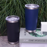 Tasses à café de voyage isothermes à double paroi de 20 oz, revêtement poudré, gobelet en acier inoxydable pour gravure laser