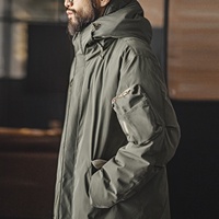 Veste Homme Maden M-51 Parka à Capuche Rétro Style Workwear avec Ourlet Queue de Poisson, Manteau en Duvet Grande Taille Longue Fermeture Éclair Hiver Chaud Prêt à Expédier