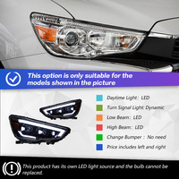 Ensemble de phares de remplacement pour Mitsubishi ASX 2013-2019, mise à niveau aftermarket, projecteur LED, feux de jour DRL, clignotants séquentiels