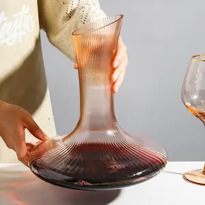 Botol Dispenser anggur kaca sampanye garis-garis rumah klasik Jepang buatan tangan