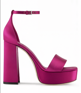 <span class=keywords><strong>Sandali</strong></span> Personalizzati dal Produttore con Fascia Larga Lucida Satinata <span class=keywords><strong>Fucsia</strong></span>, Design Minimalista, Suola Platform, Tacco Basso e Robusto, Cinturino Sicuro alla Caviglia - Product Image 1