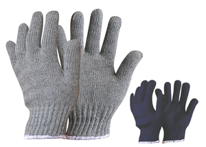 Guantes de trabajo de algodón, color gris oscuro, para mano, con borde rojo - Product Image 3