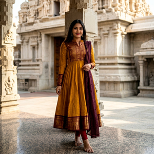 NOIIR PIGEON Conjunto de Traje de Seda Vichitra Premium para Mujer con Borde de Jacquard Zari y Dupatta de Georgette de Diseño para Bodas y Eventos - Product Image 1