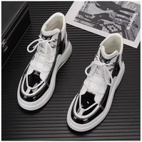 Nouvelles Chaussures Décontractées Homme Toutes Saisons 2025 à Semelle Épaisse et Haute, en Coton et Cuir Synthétique, Tendance Mode, Rehaussantes, pour l'Extérieur